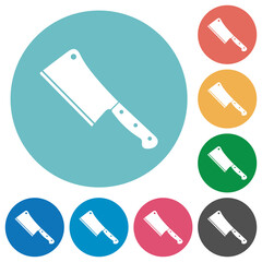 Meat cleaver knife flat round icons