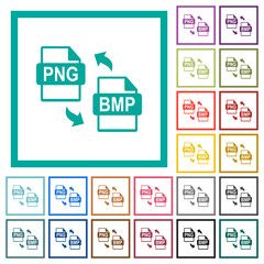 PNG BMP file conversion flat color icons with quadrant frames
