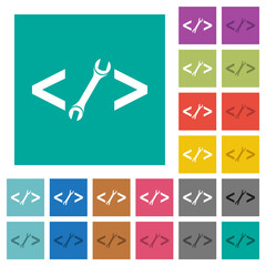 Web development with wrench square flat multi colored icons