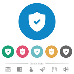 Active security solid flat round icons