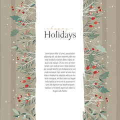 Lovely hand drawn winter branches christmas template, great for cards, banners, wallpapers - vector design