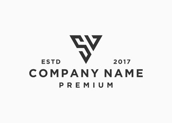 initial letter sv or vs logo design vector illustration template