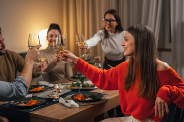 Close friends having a toast