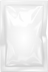 Mockup Blank Filled Retort Foil Flexible Pouch Bag Packaging. For Condoms, Medicine Drugs Or Food Product. Illustration Isolated On White Background. Mock Up Template Ready For Your Design.