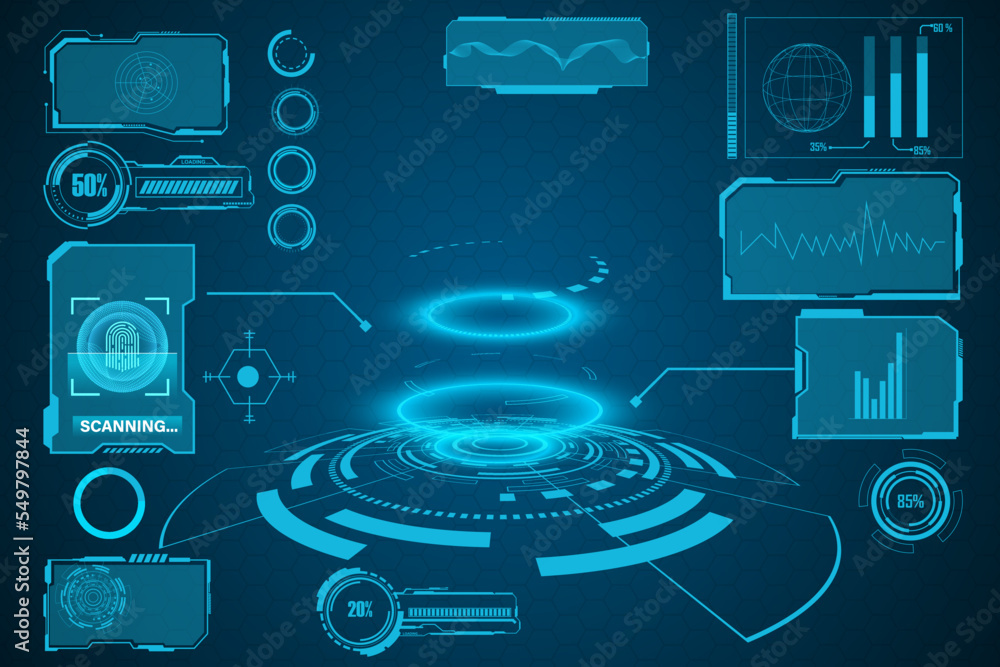 Poster abstract technology futuristic concept hud interface hologram elements of digital data and circle