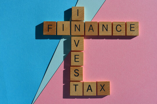 Finance, Invest, Tax, words as crossword