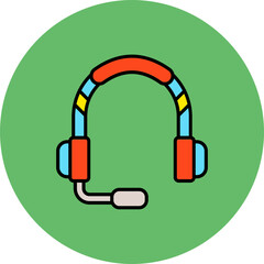 Headphone Multicolor Circle Filled Line Icon