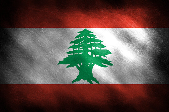 The flag of Lebanon on a retro background
