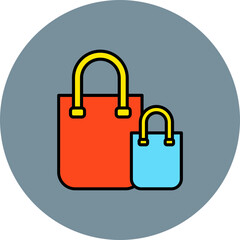 Shopping Bag Multicolor Circle Filled Line Icon