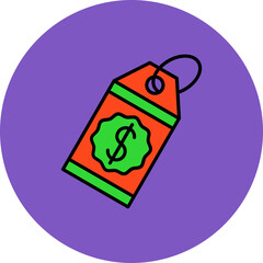 Price Multicolor Circle Filled Line Icon