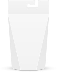 Mockup Cardboard Carry Box Bag Packaging For Food, Gift Or Other Products With Hang Slot. Illustration Isolated On White Background. Mock Up Template Ready For Your Design. Product Packing Vector