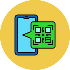Qr Code Multicolor Circle Filled Line Icon