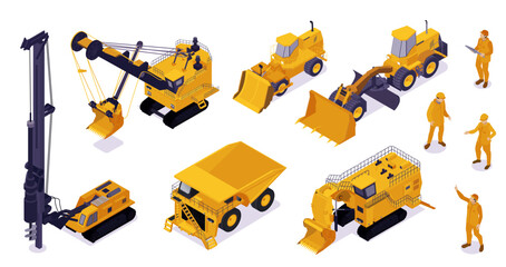 Isometric Mining Machinery Set