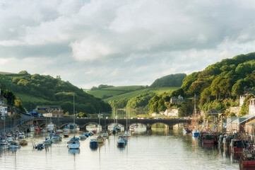 LOOE, CORNWALL - JUNE 06, 2009:View of the Road bridge over the River Looe which connects East Looe...