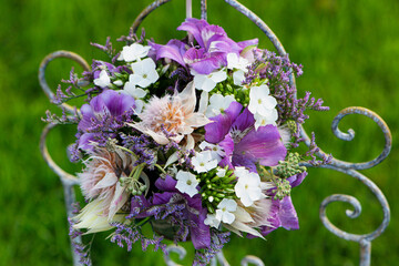 Colorful flower bouquet with protea