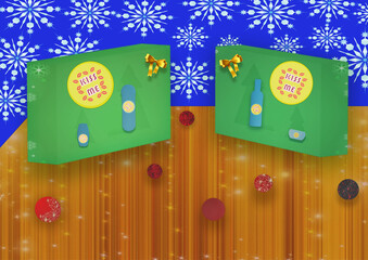 Women's Christmas cosmetics set mockup