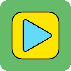 Play Multicolor Round Corner Filled Line Icon