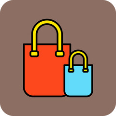 Shopping Bag Multicolor Round Corner Filled Line Icon