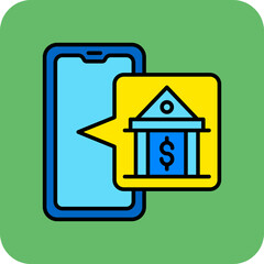 Online Banking Multicolor Round Corner Filled Line Icon