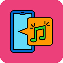 Music Multicolor Round Corner Filled Line Icon