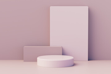Pastel color platform storefront product showcase. 3d rendering