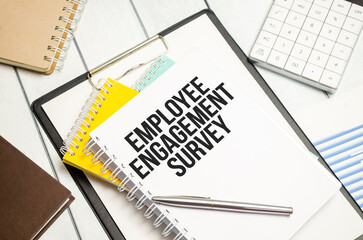 Employee Engagement Survey . Conceptual background with chart ,papers and pen