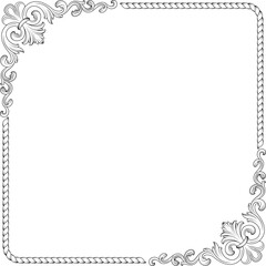 Decorative square black framework. Vintage Baroque style. 