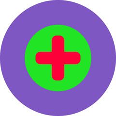 Plus Multicolor Circle Flat Icon