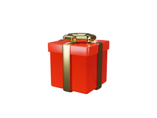 3d render of closed red present gift box on Transparent background
