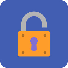 Unlock Multicolor Round Corner Flat Icon