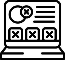 Laptop deleting media icon outline vector. Web delete. People network