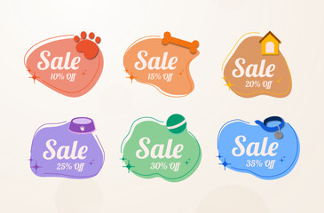Promo vector pack with pet icons and colorful abstract spots
