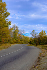 Fabulous autumnal scene with trees and cloudy sky, Armenia
