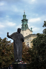 August 21, 2014 - Lviv Ukraine, a monument to Ukrainian writer Taras Shevchenko. city landmark