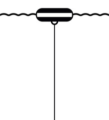 icon of diving buoy, line, buoy, waves, vector illustration of freediving buoy, buoy pictogram