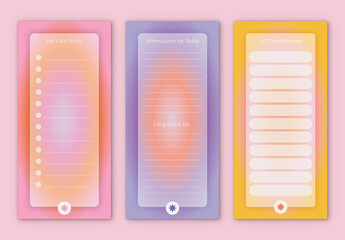 Set of 3 Self Care Planners with Colourful Gradient Accents