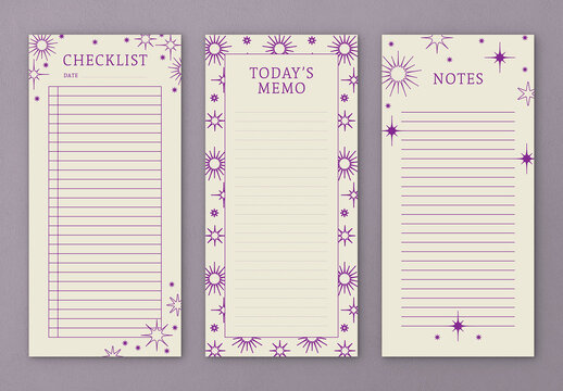 Set of 3 Planners with Purple Illustration Detail