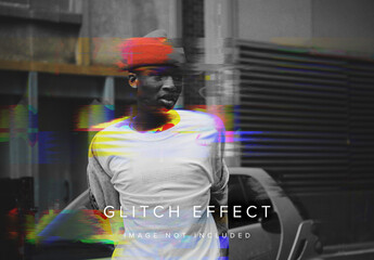 Glitch Photo Effect Mockup