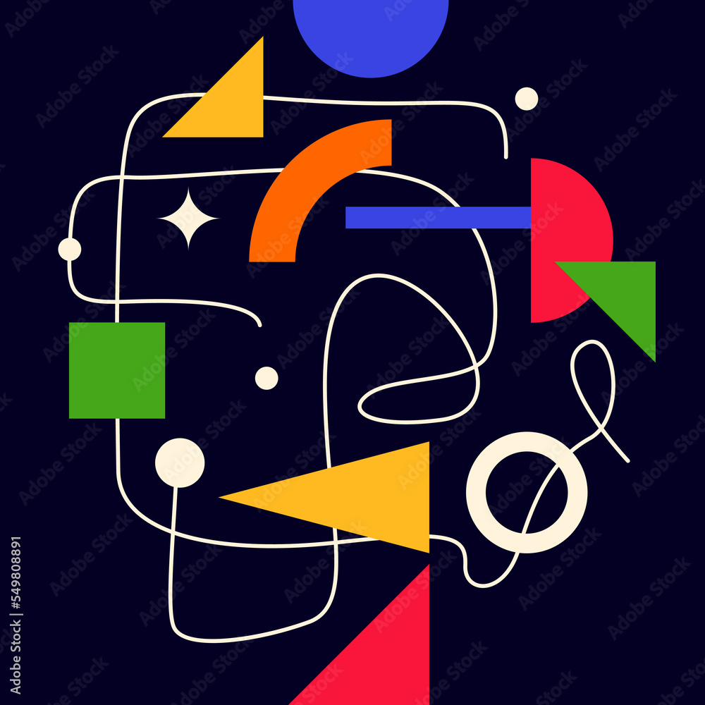 Poster modern geometric composition of various shapes. illustration for design. abstract background in the 