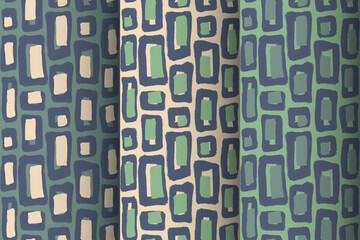 Seamless pattern with hand drawn rectangles box shape inking scratches