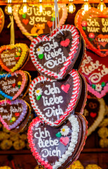 Fototapeta premium typical ginger bread heart at the oktoberfest