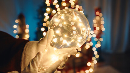 Santa Claus Holding Christmas Light lamp