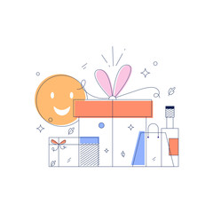 Flat illustration of loyalty gifts is handy to fit your design 