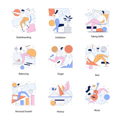 Fototapeta premium Collection of Lifestyle Flat Illustrations