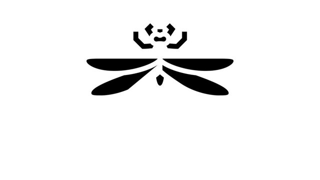 dragonfly insect glyph icon animation