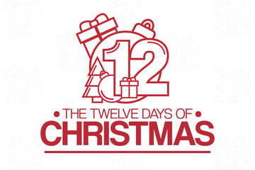 The Twelve Days of Christmas. Vector illustration. Holiday poster.