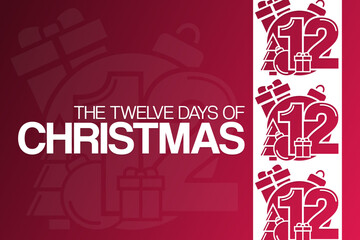 The Twelve Days of Christmas. Vector illustration. Holiday poster.