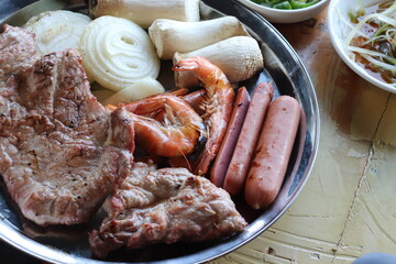 South Korea food. Korean bbq cook