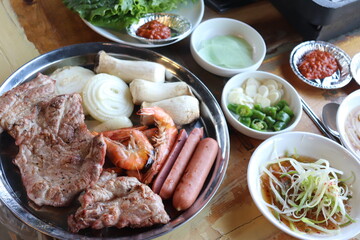 South Korea food. Korean bbq cook