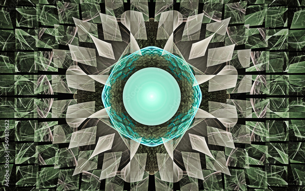 Leinwandbilder digital illustration abstract image generated fractal background image wallpaper pattern of various geometric shapes and lines of various colors for computer graphics or web design